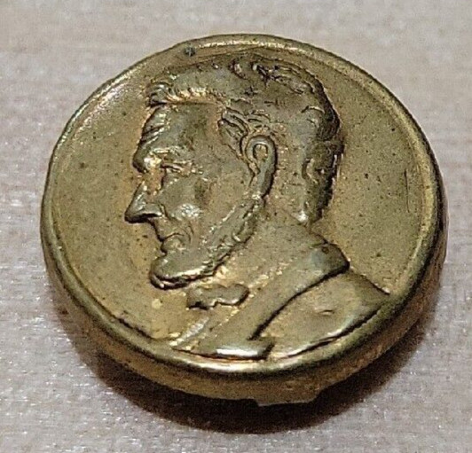 Rare Antique 1800’s Button, Abraham Lincoln Brass Mourning Button