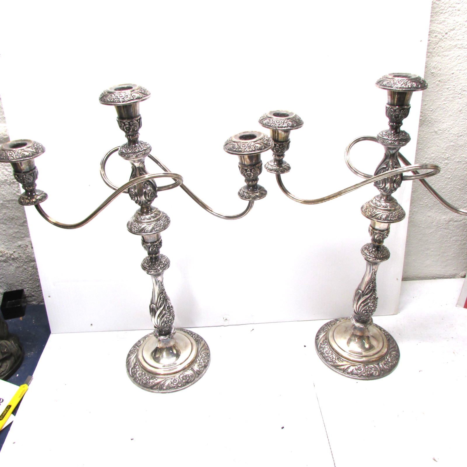 pair of Rogers Bros HERITAGE silverplate candleabra