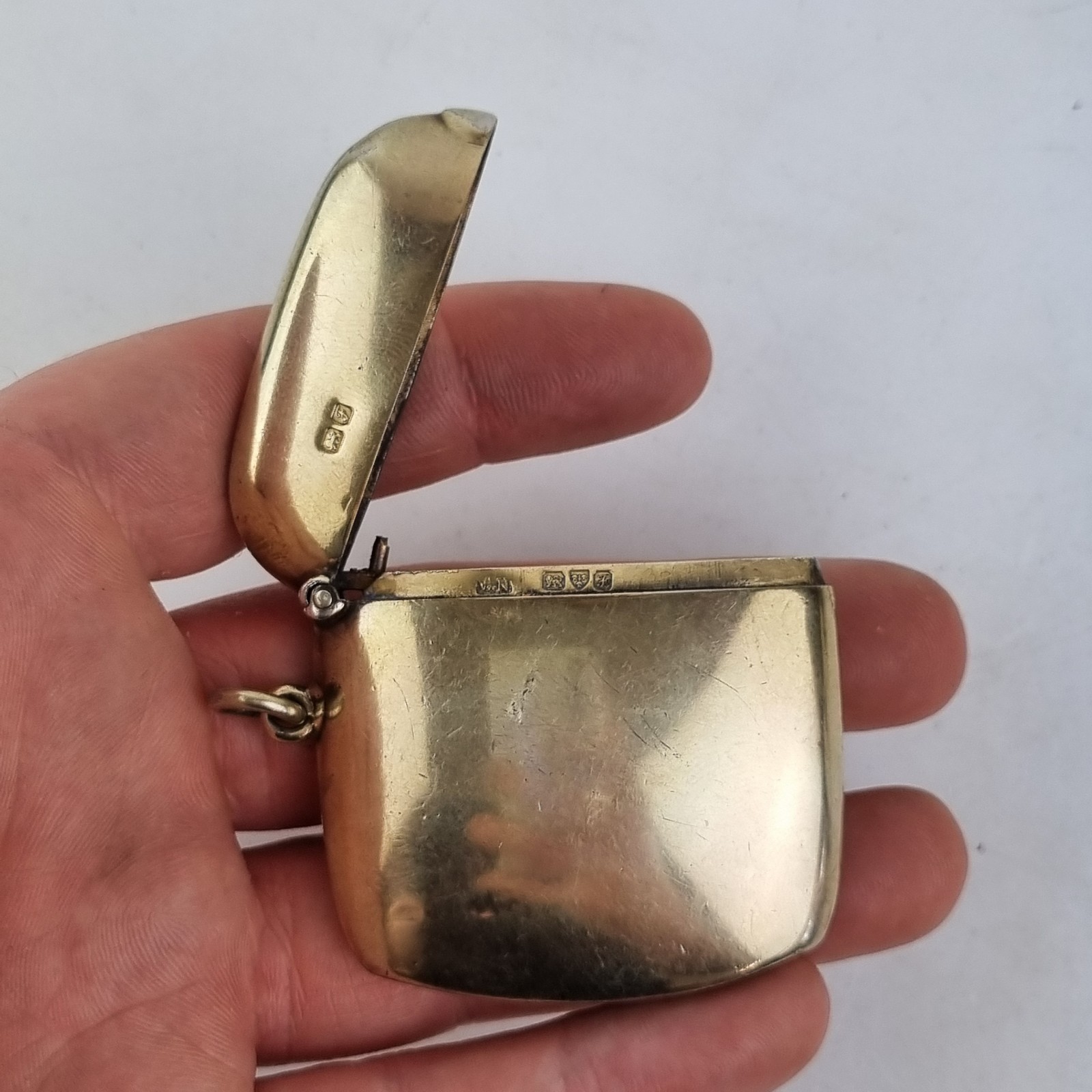 Antique Silver Gilt Vesta Case Chester 1906 William Neale