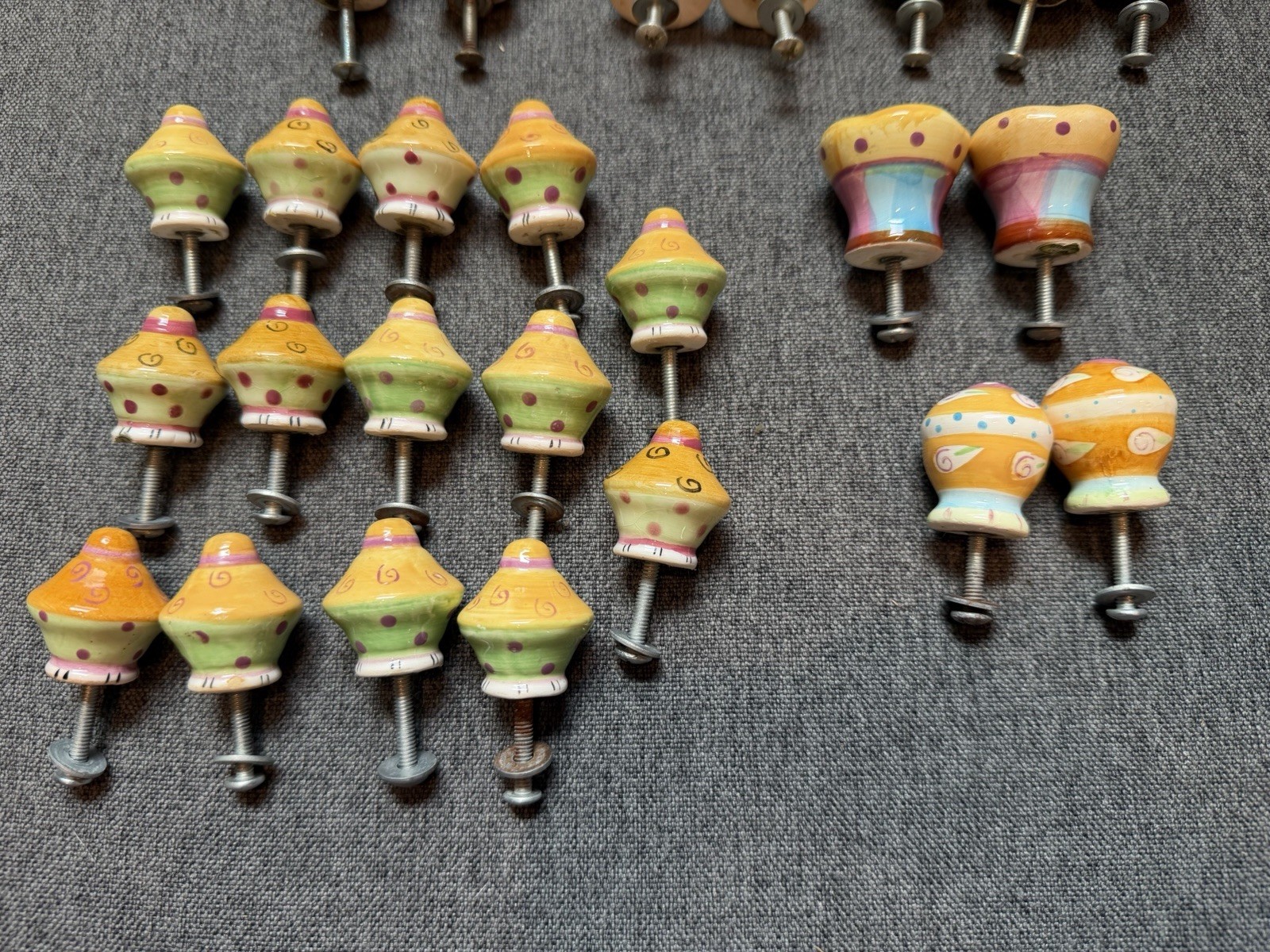 Handmade Ceramic Cabinet Knobs, Vintage Drawer Pulls , Fun Colors