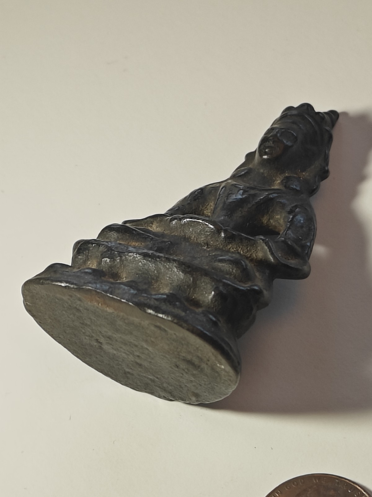 Cast Iron Thai Buddha Miniature Temple Figure, Antique