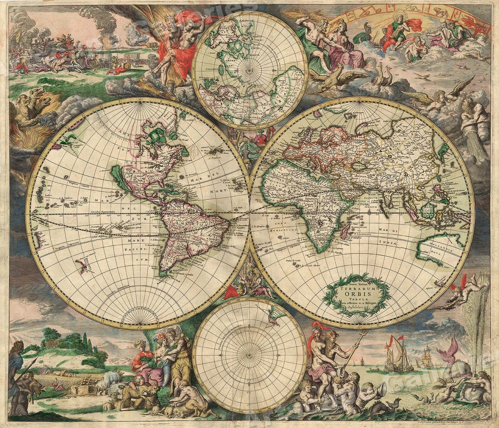 1689 Interesting Detailed Old World Exploration Map Poster – 24×28