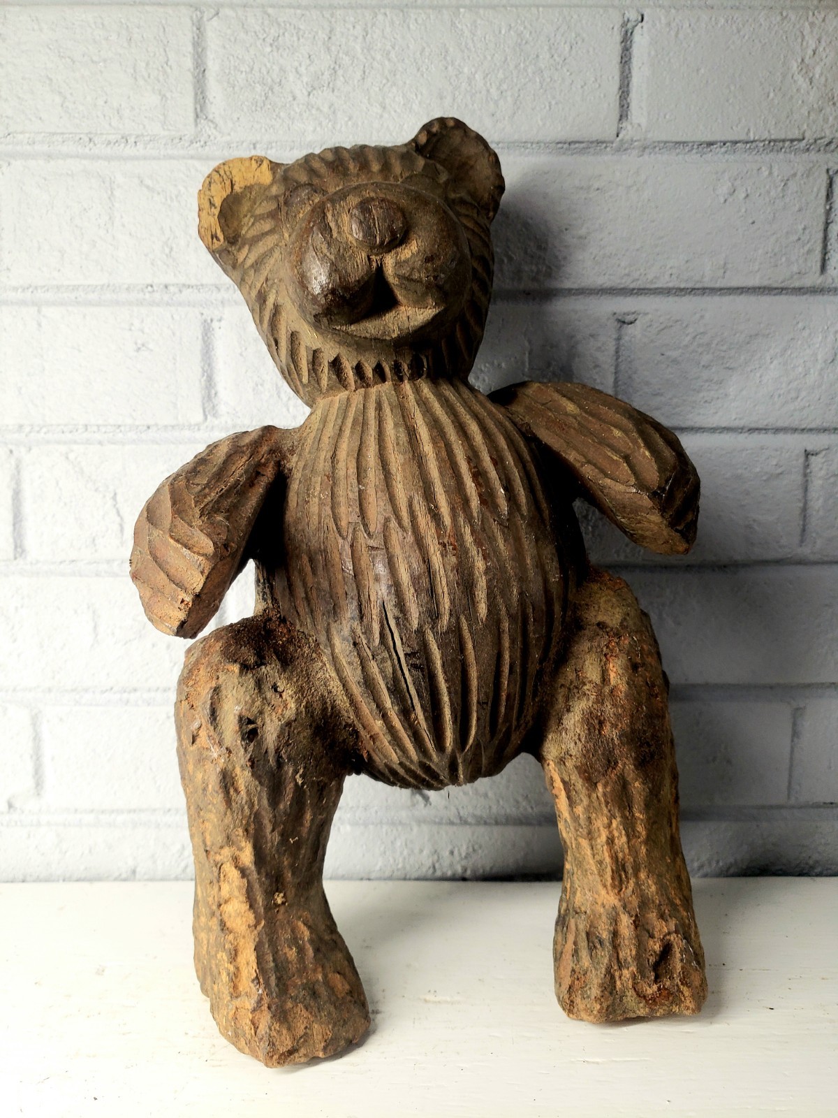 15″ Old Mold Teddy Bear Woodcarving Paper Mache Mold Figurine
