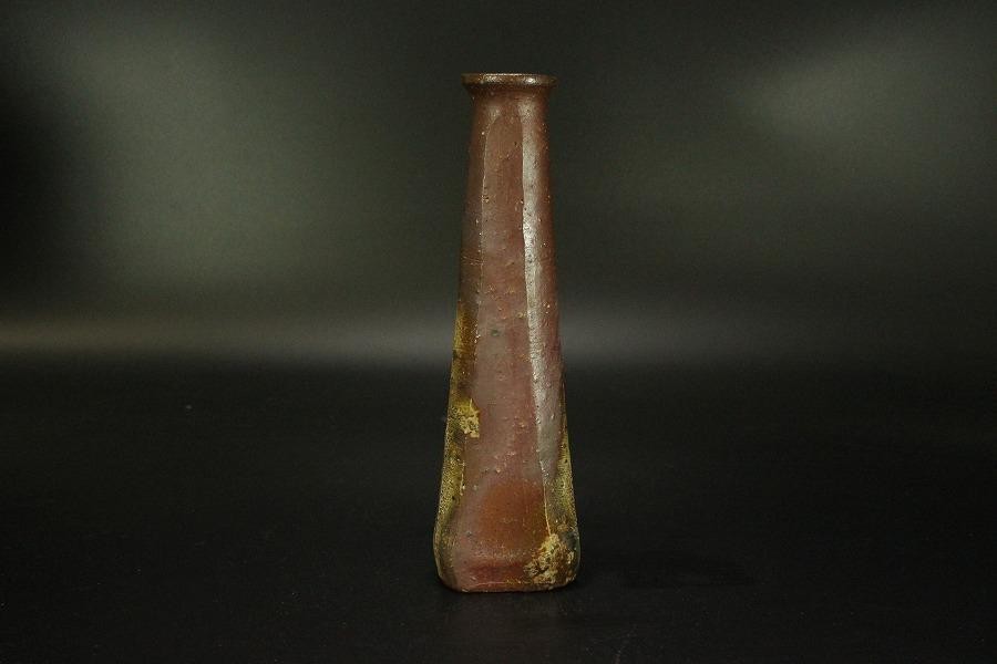 Bizen Ware Flower Vase Single Stem by Shinji with Box Japanese Ceramic