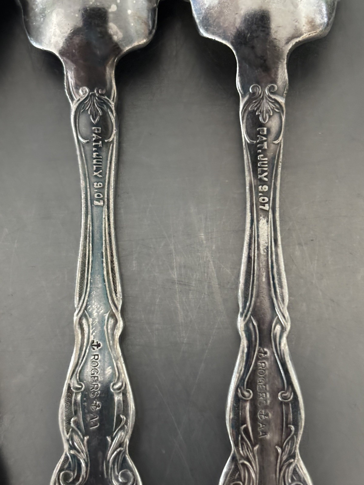 4 Antique Silverplate Fruit Spoons Rogers ALHAMBRA Grapefruit circa 1865-1867