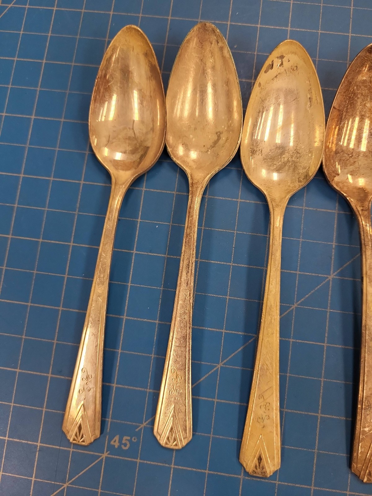 14 Community Plate Silverplate Teaspoons Deauville Art Deco Oneida Flatware Lot