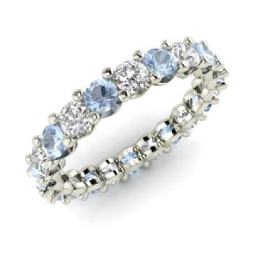 2.54 Ct Natural Aquamarine Diamond Engagement Wedding Ring 14K White Gold Size 8