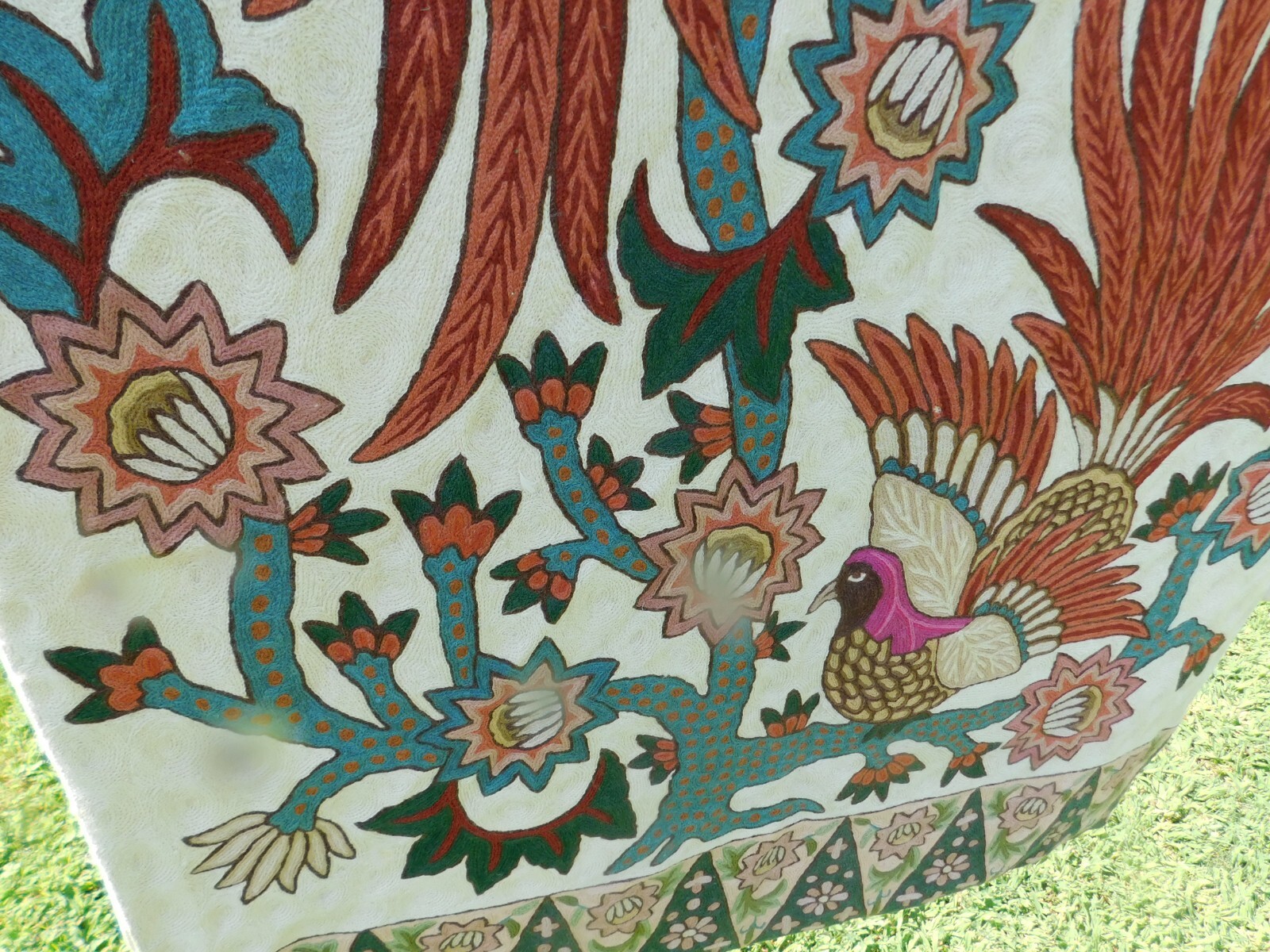 ANTIQUE TAPESTRY WITH BIRDS / PHEASANTS~35″ X 59 1/2″ AND SIMPLY BEAUTIFUL!!!