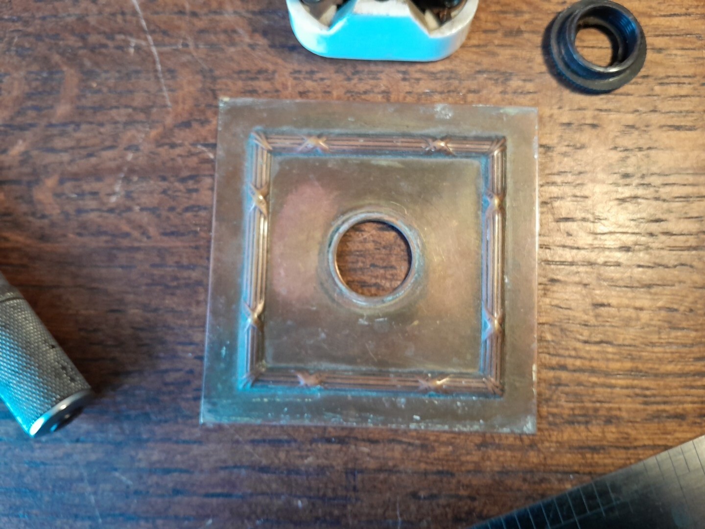 VINTAGE CRABTREE LIGHT SWITCH BRASS & VITREOUS SINGLE ART NOUVEAU ORIGINAL