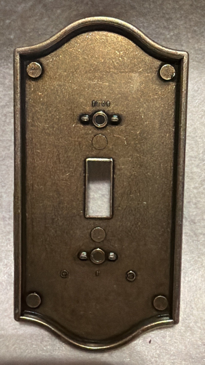Vintage 1970s CSA Brass 1 Light Switch Plate 1808 Free Shipping!