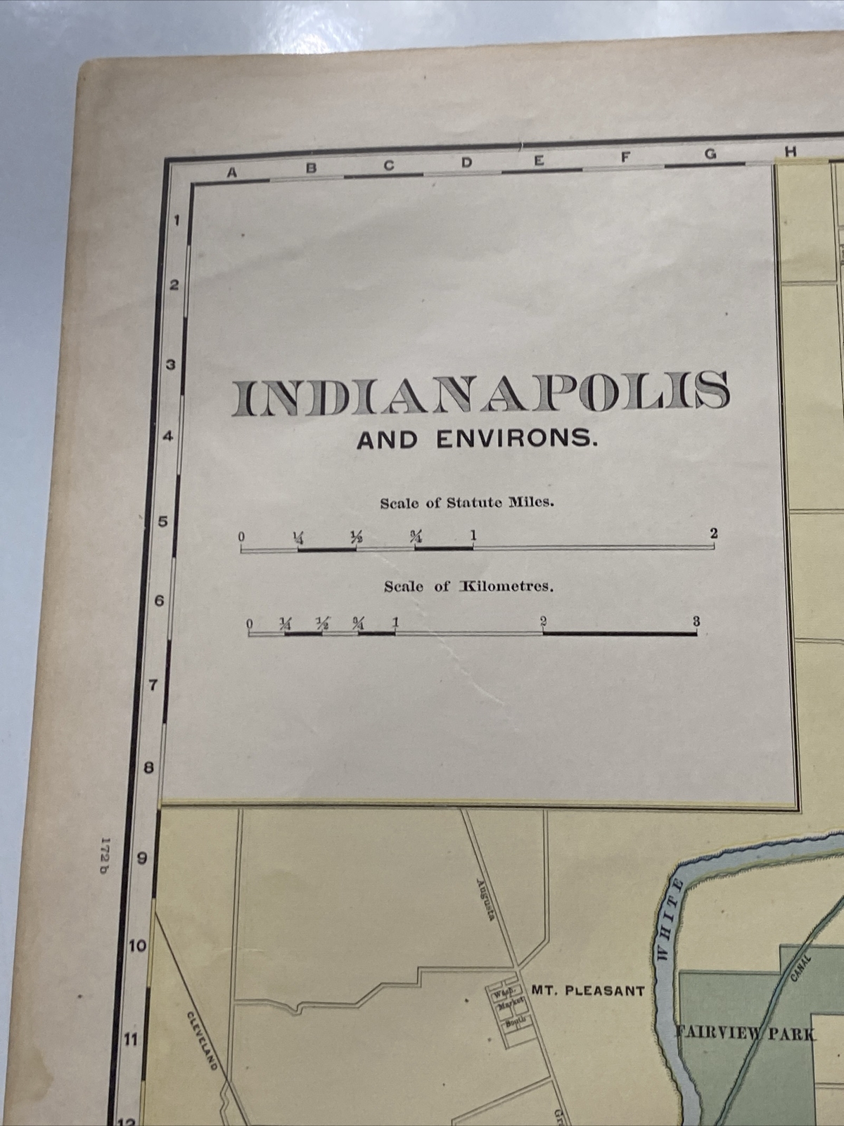 Large Format 1905 COLOR Rand McNally Map Atlas Page Business City Indianapolis