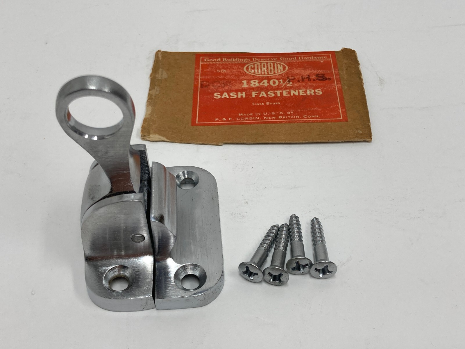 NOS Corbin Pole Lift & Lock Sash Locks Sash Fasteners Cast Brass Brushed Nickel