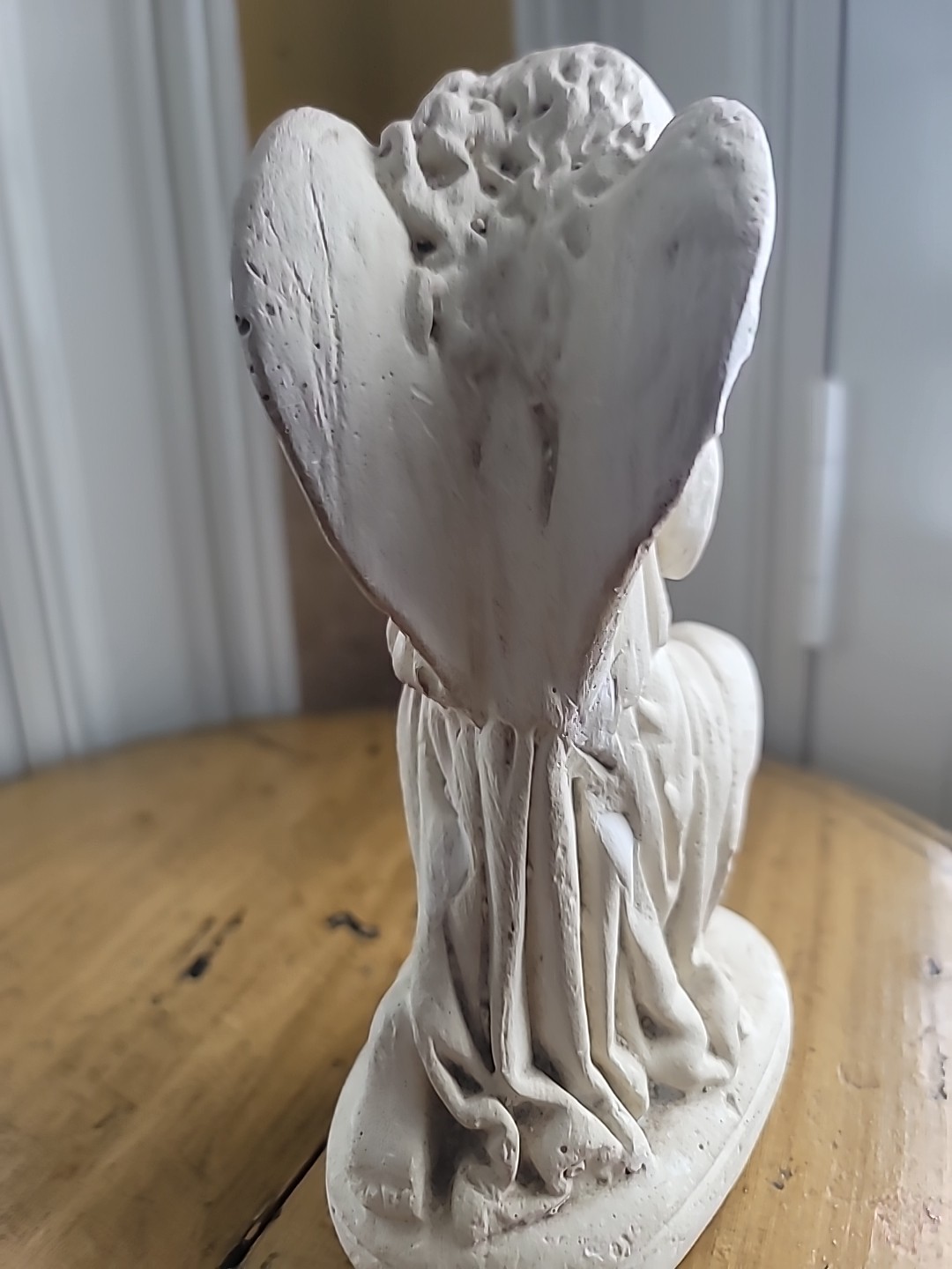Angel Figure Chalkware Kneeling Praying Solid Chalk Victorian 1880s 7 12″