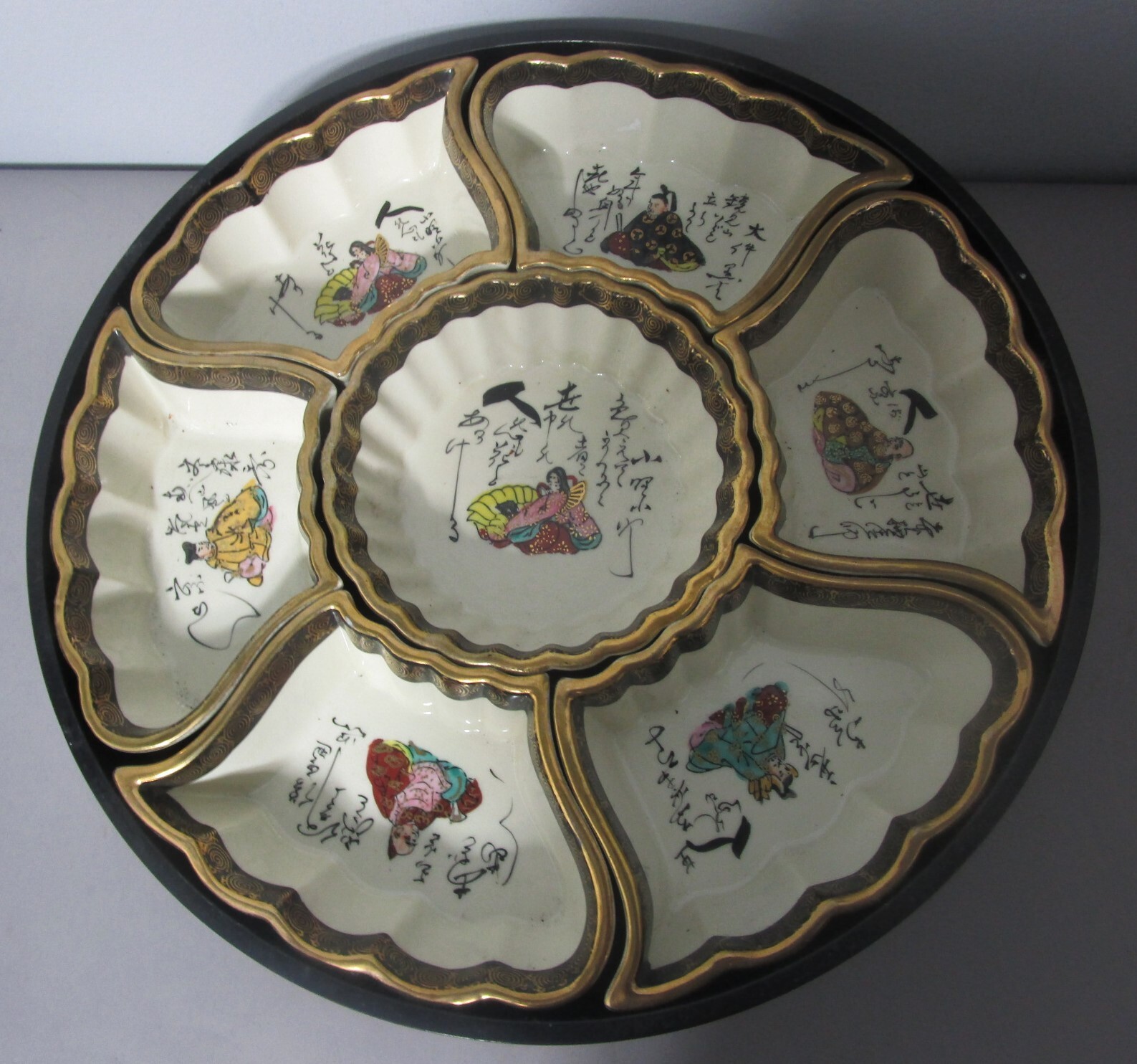 Vintage Japanese SATSUMA STYLE Fruit & Nuts Tray c. 1970 Great for Tea Service