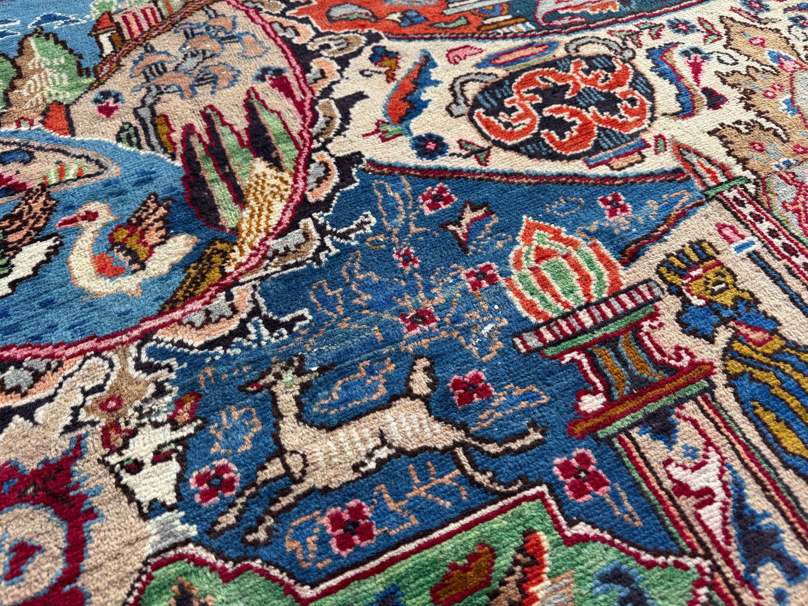 ANTIQUE ORIENTAL RUG 10×13 handmade FINE VINTAGE handwoven wool big tree of life