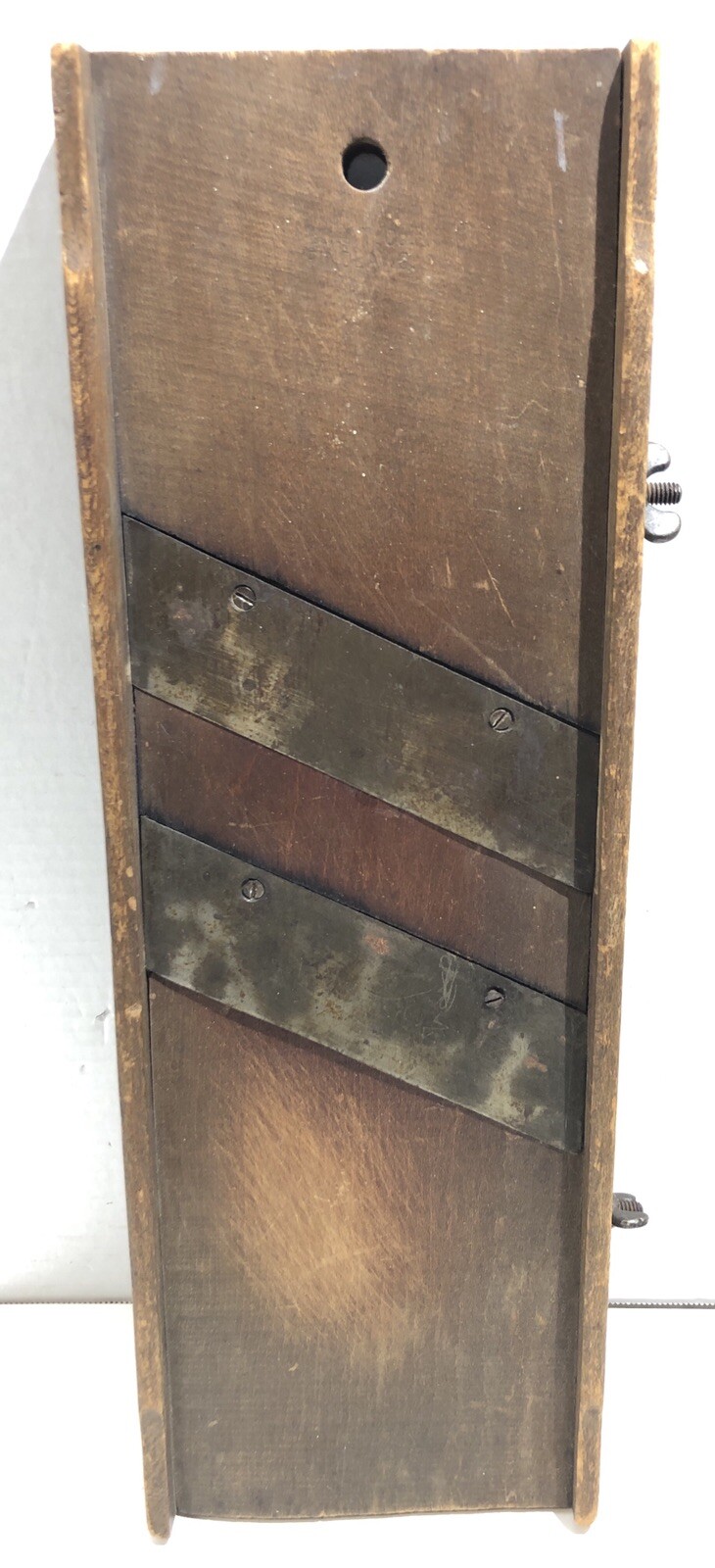 Antique Primitive Wooden Slicer Cutter Cabbage Slaw B. I. & T. Co Findlay Ohio