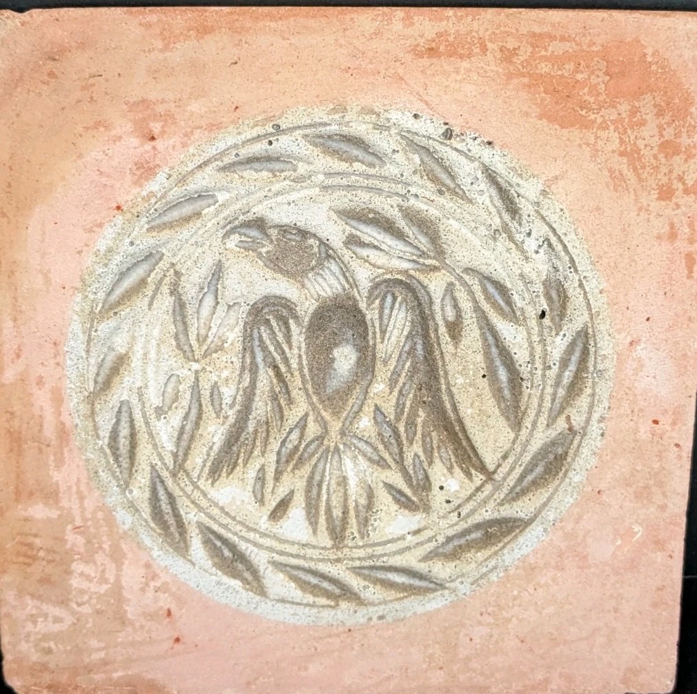 Antique Primitive Terra Cotta Peace Eagle Mold Tile 6×6″