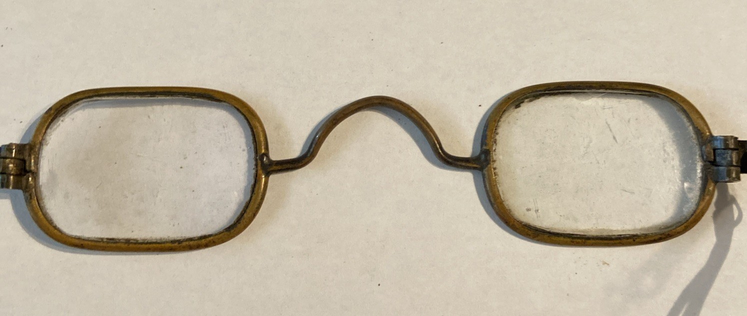 Antique Brass Spectacles Eyeglasses With Case Adjustable Temples