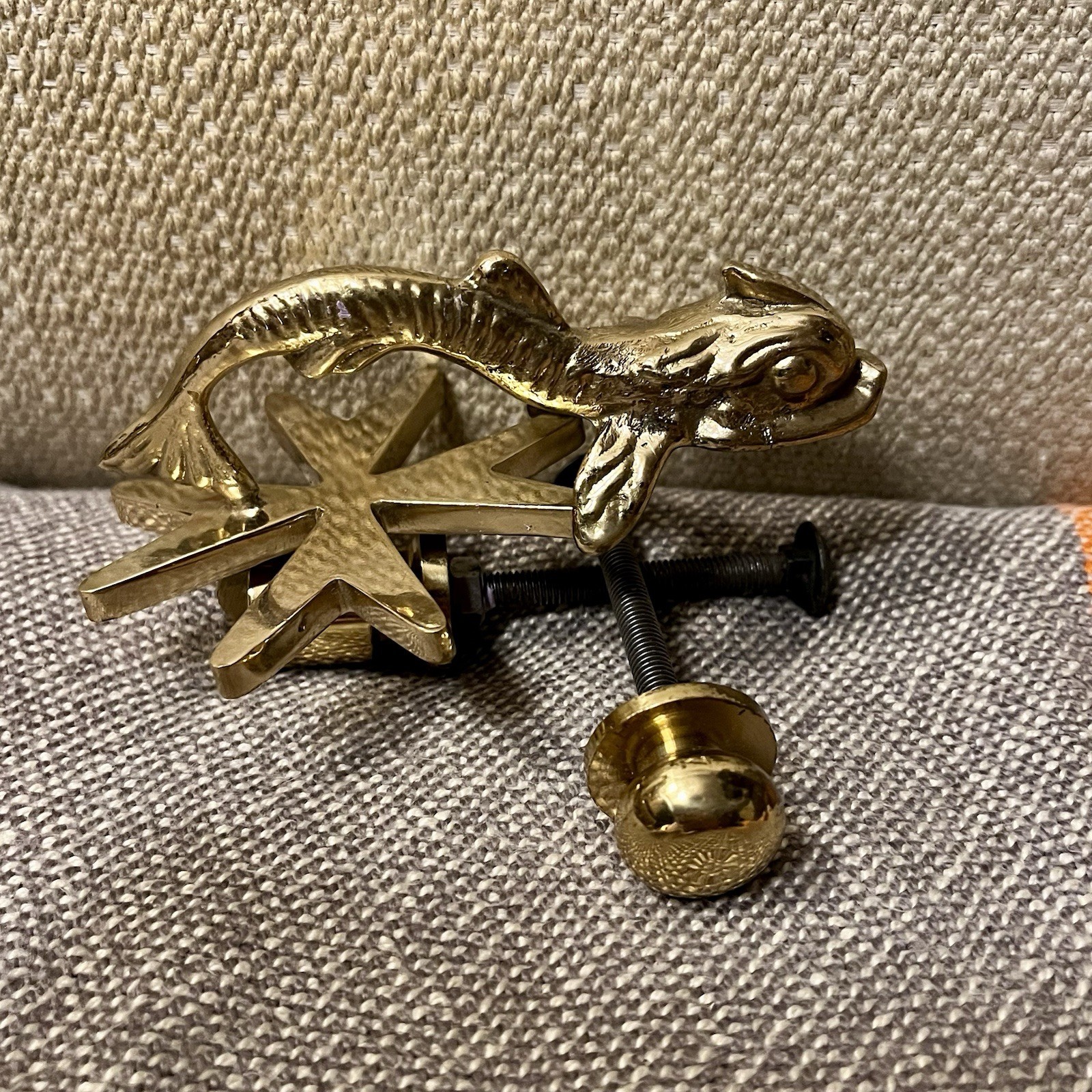 VINTAGE Cutajar Works Malta Brass Dolphin Koi Fish Door Knocker – Antique Marine