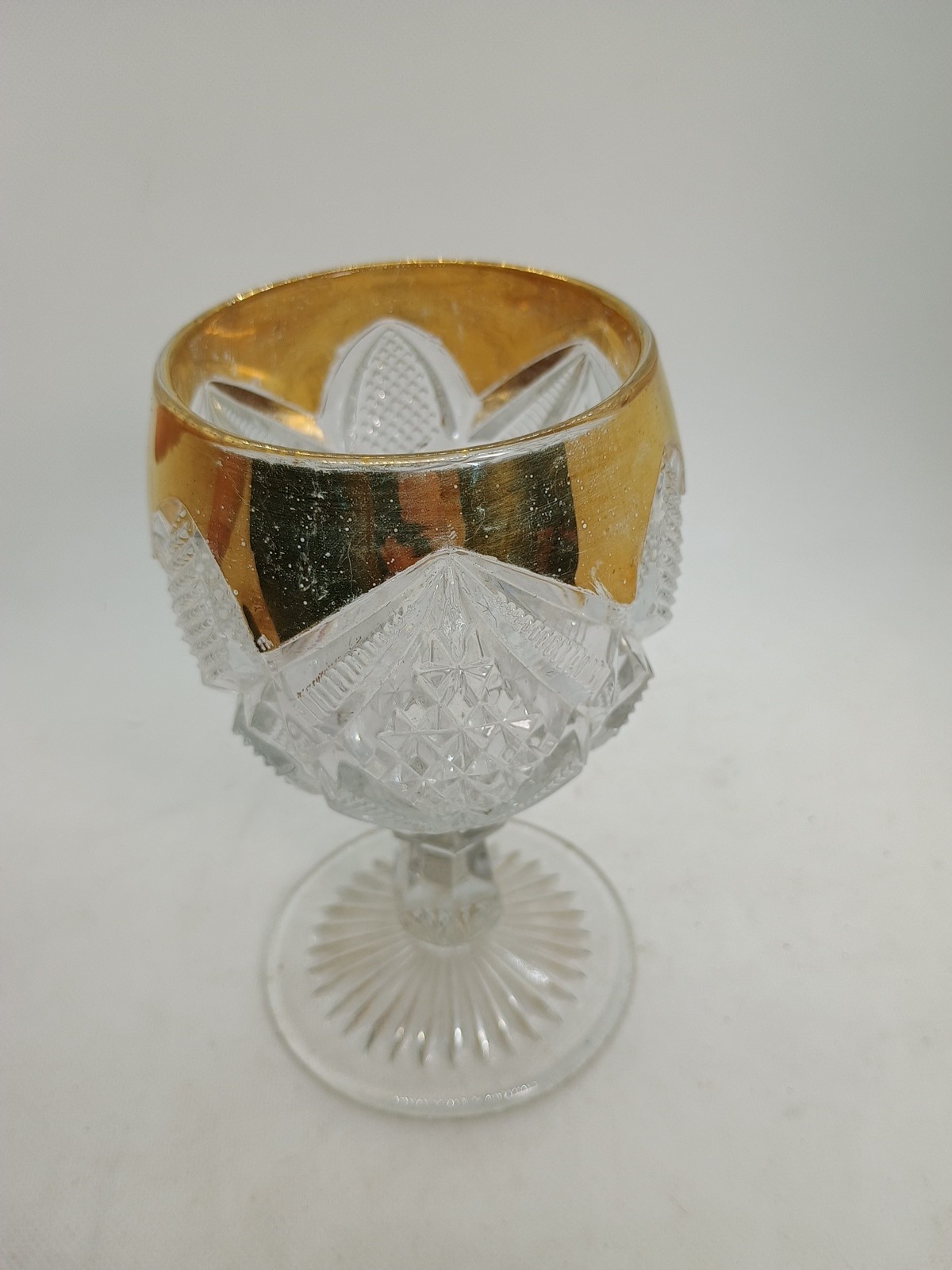 EAPG Antique Pattern PENNSYLVANIA GOBLET Gold Trimmed U.S. Glass