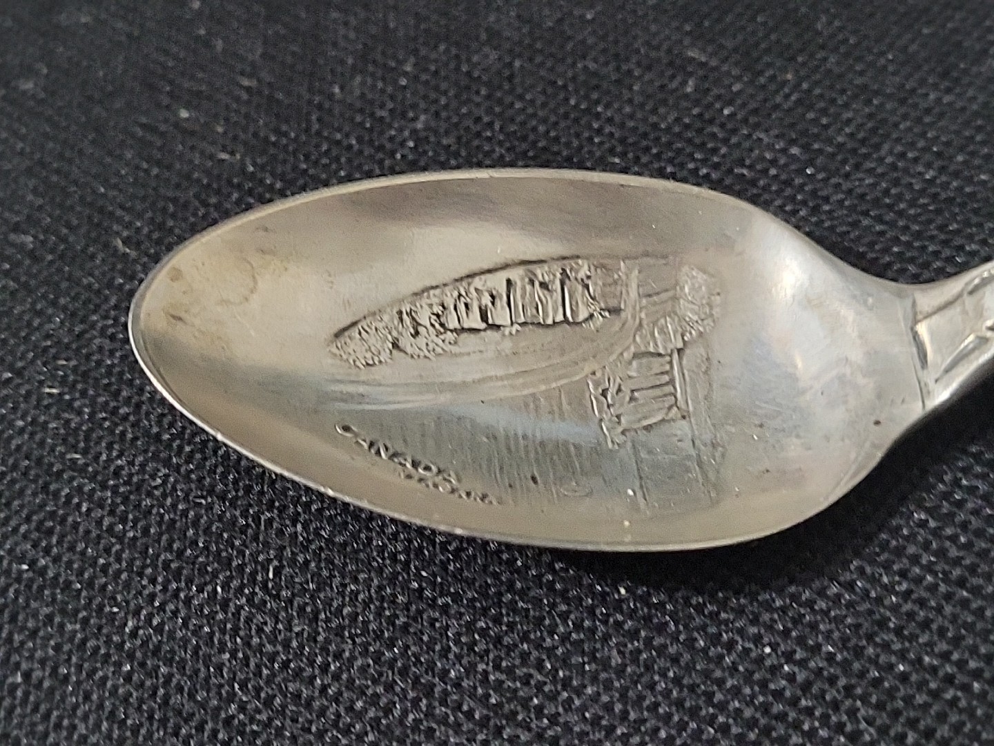 Antique Silver Souvenir Spoon Ellis & Co P. W. Canada Niagara Falls Bison Musket