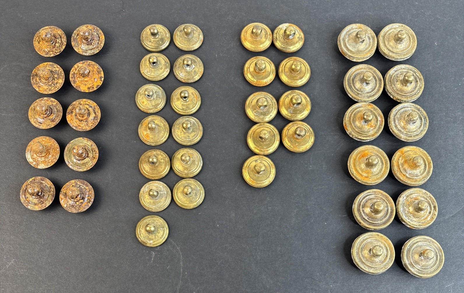 Lot of 44 Vintage Brass & Metal Drawer Pull Backplates Bail Mount Rosettes Mixed