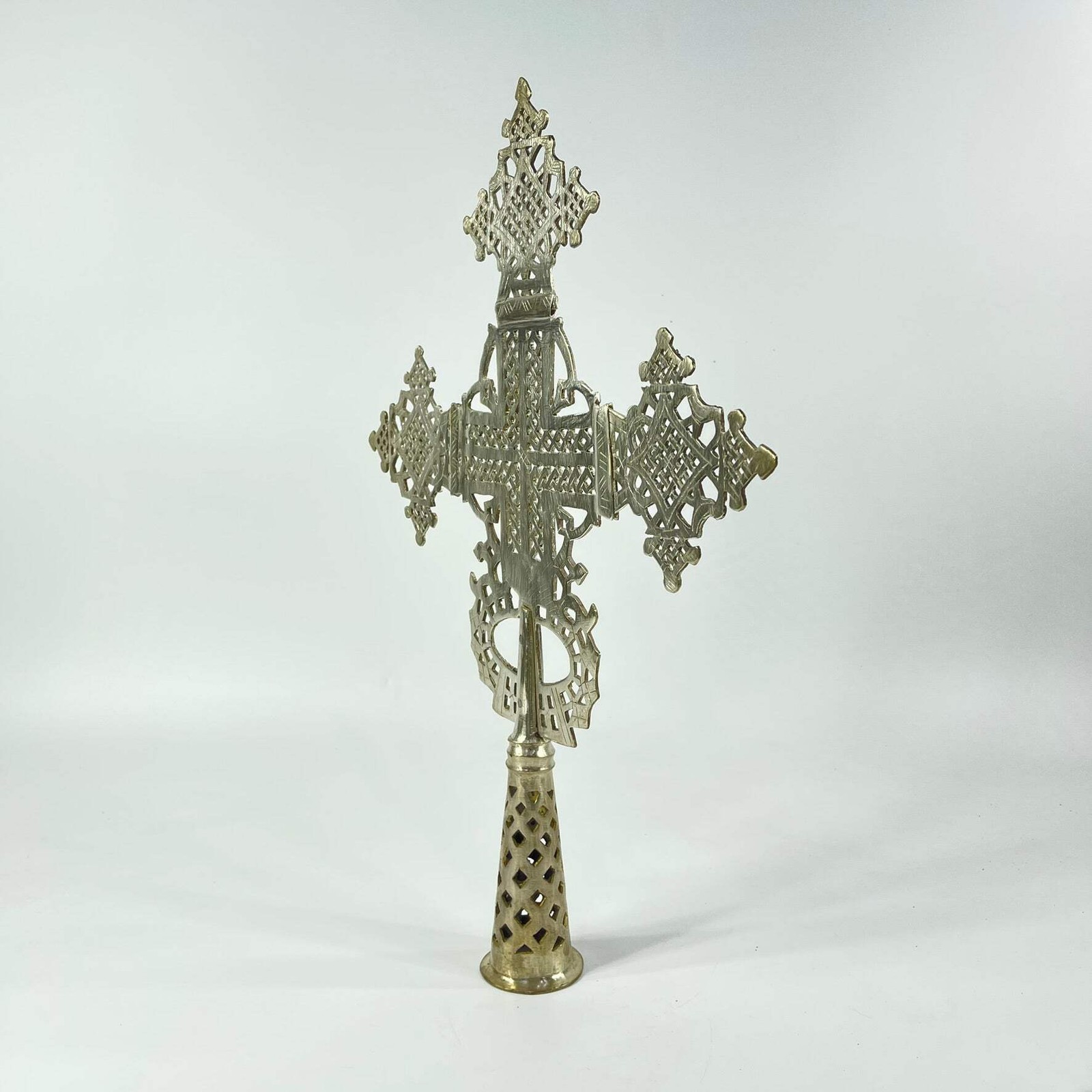 Silver Colored Coptic Processional Cross Ethiopia