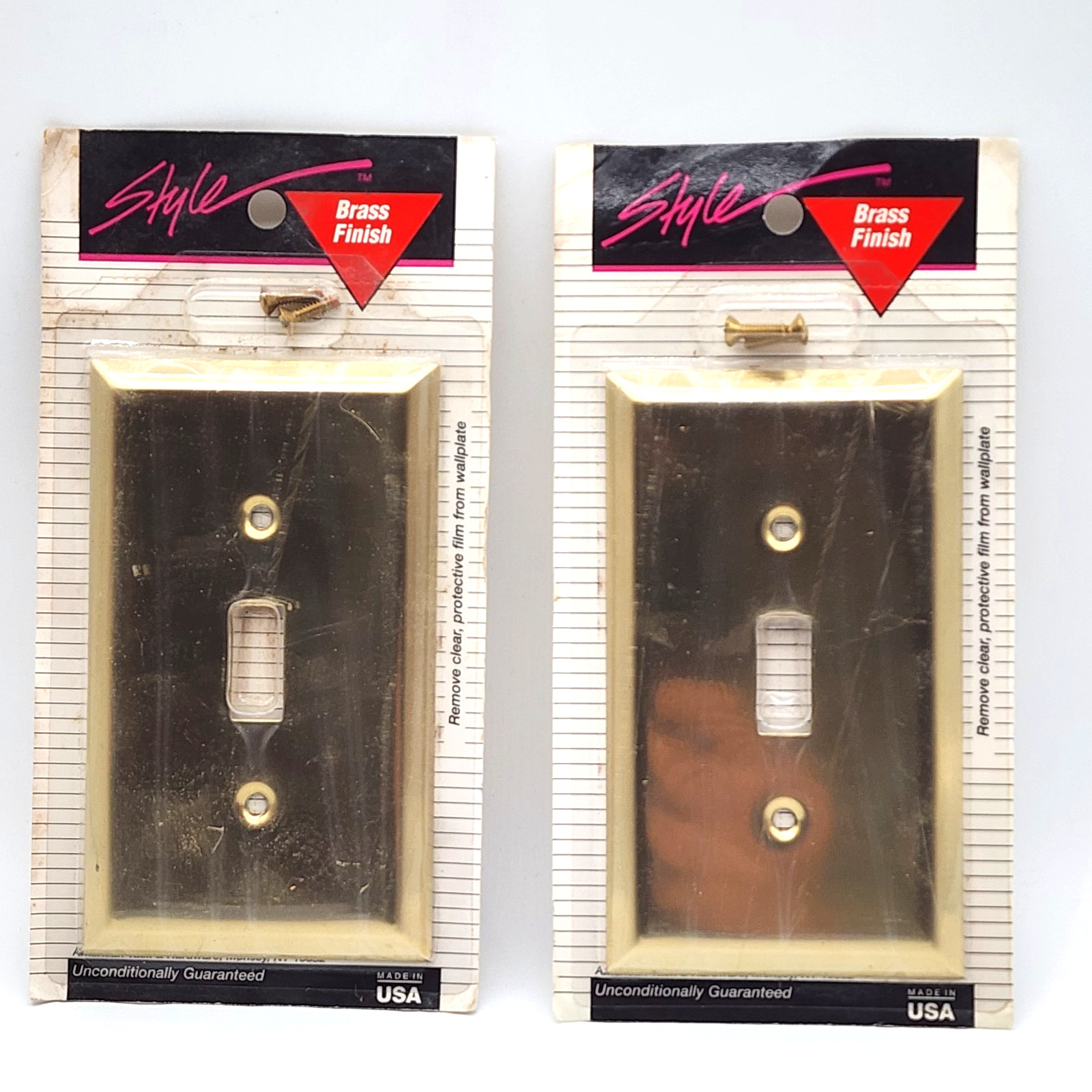 Lot of 2 Vintage Brass Finish Wall Plate Steel Plated with Brass/Copper – Sealed