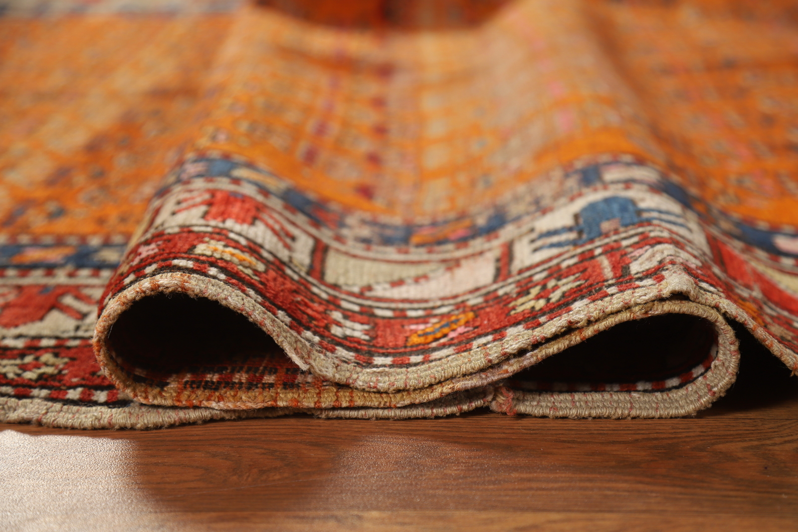 Pre-1900 Antique Caucasian Vegetable Dye Runner Russian Rug Handmade Carpet 4×9