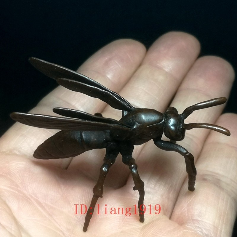 Chinese Bronze Carving vivid Wasp Hornet figurine Statue Pendant Collection Gift