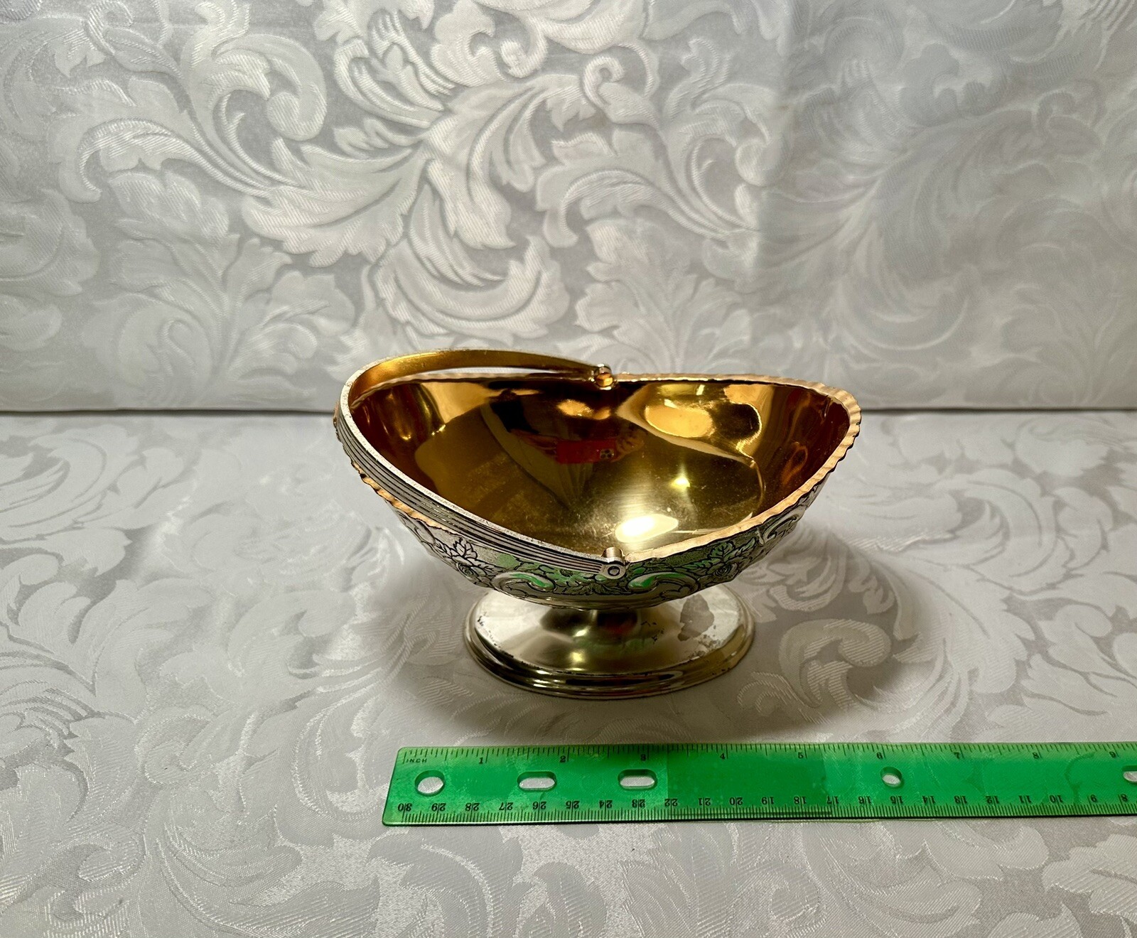 Ornate Silver Plated Engraved Bowl with Floral Scroll Design & Hallmarks