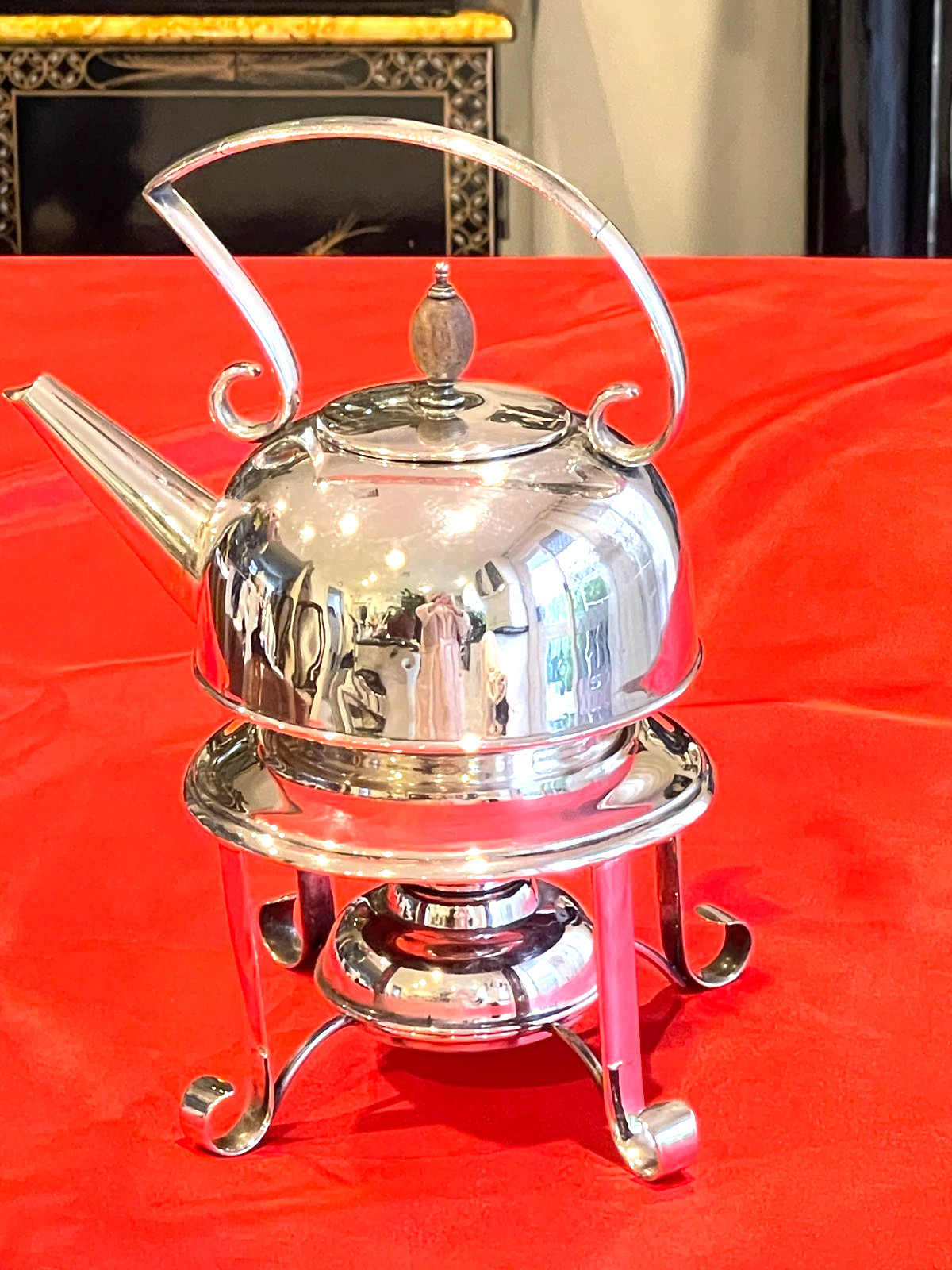 ANTIQUE JAMES DIXON EPNS BACHELOR SPIRIT KETTLE ON STAND PATTERN 4076