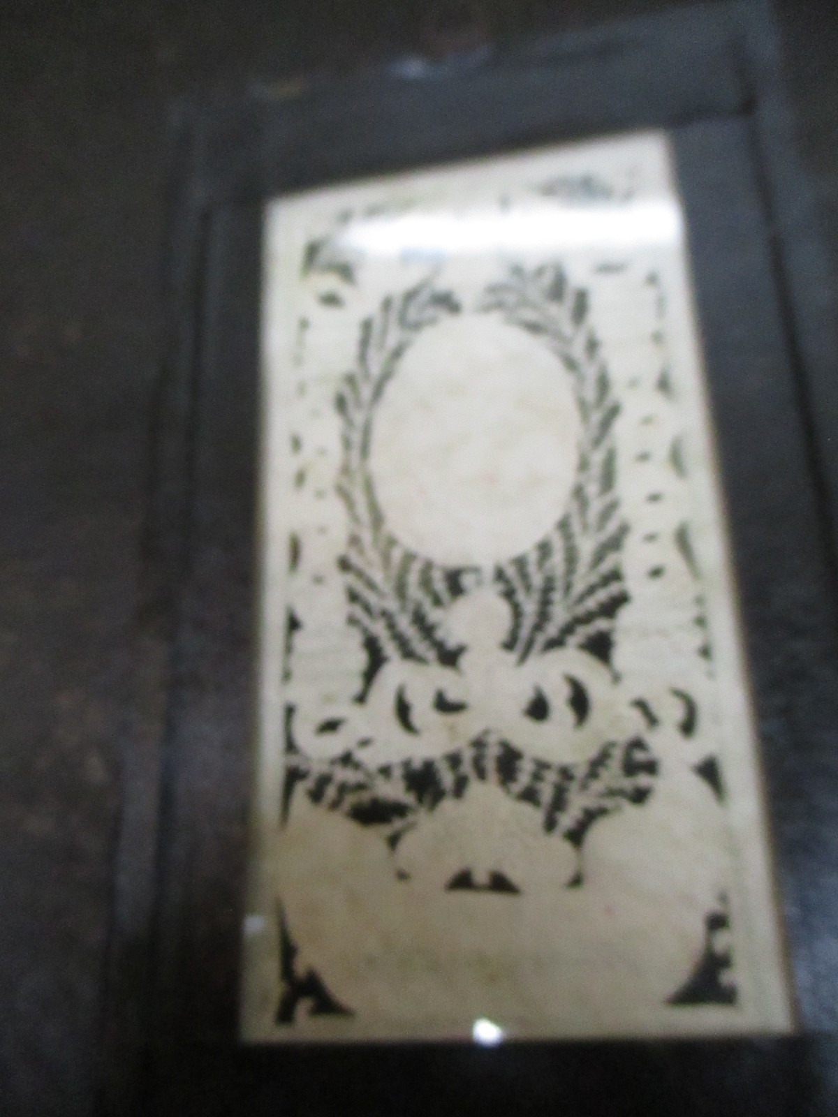 Antique Scherenschnitte 18thc Hand Cut & Painted Margarettia 5 3/4″ x 4 1/4″
