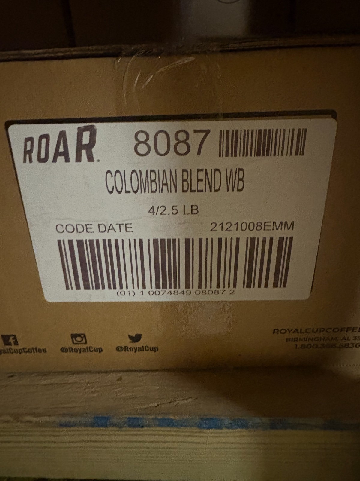 Royal Cup ROAR Colombian Blend Whole Bean Coffee ? #8087