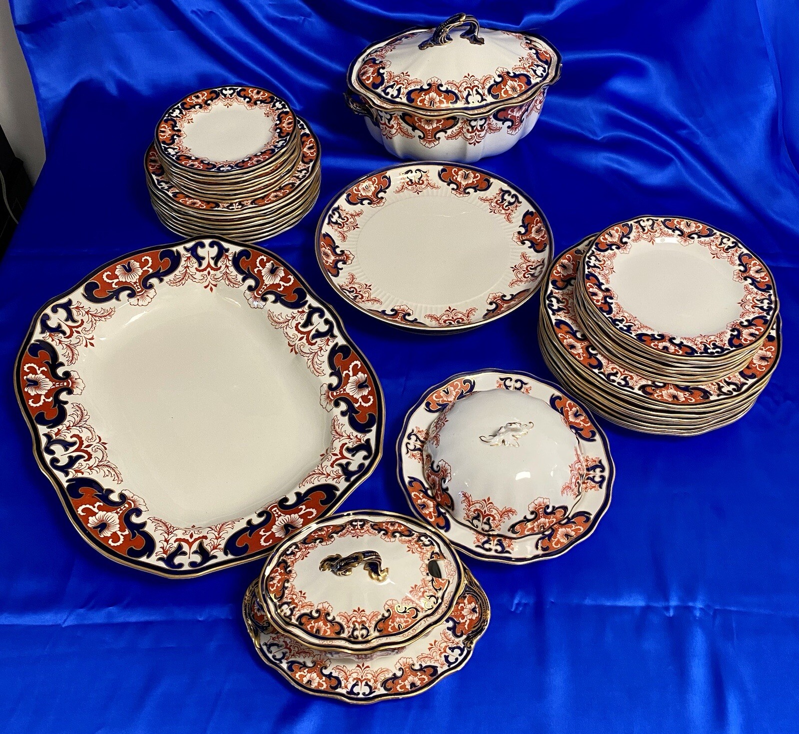 41 Pcs Set ANTIQUE Royal Crown Derby 3973 For 8 RARE FIND 1908-1921 Porcelain