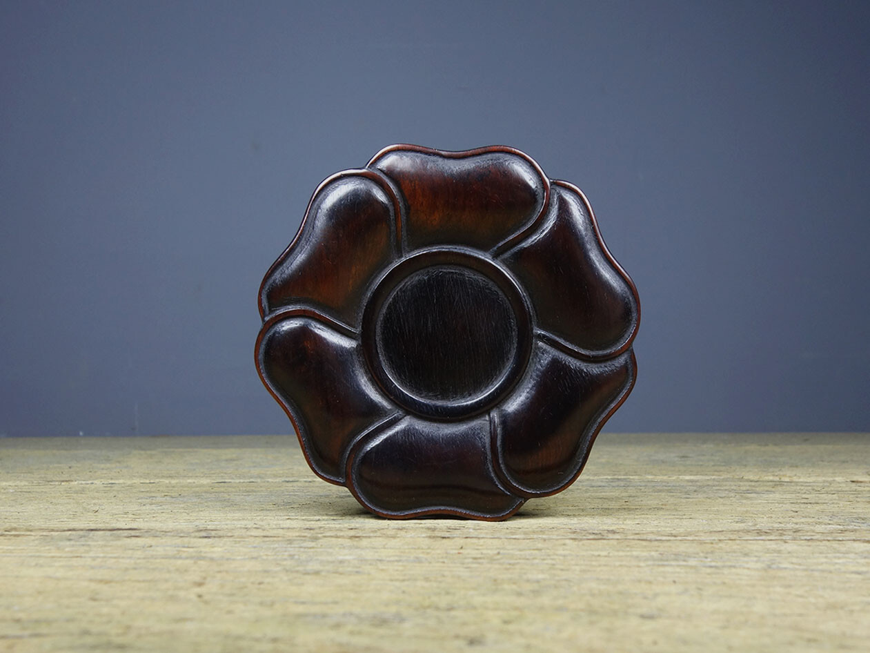 Old Tibetan sandalwood finely carved tea cup mat