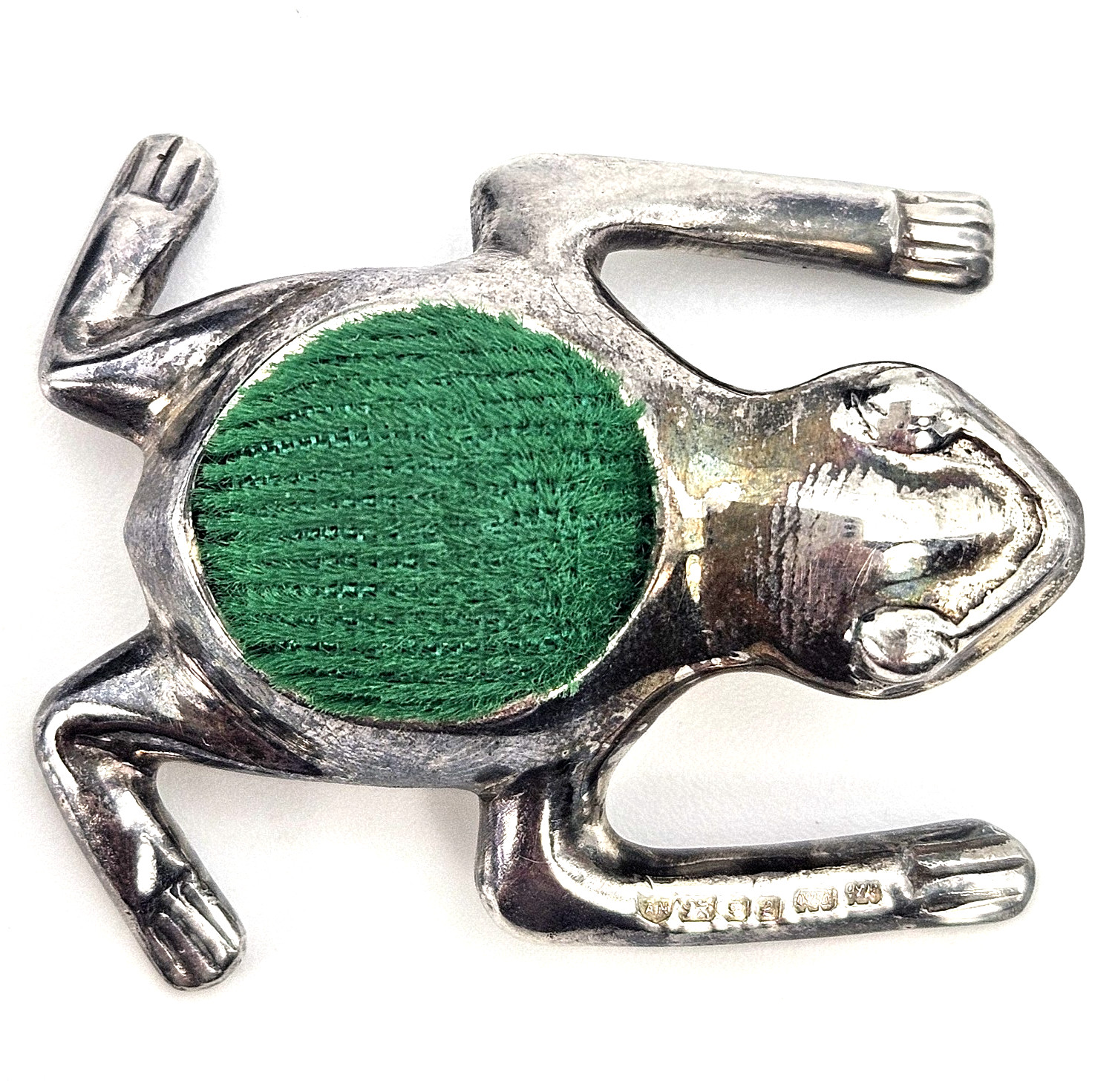 Antique 1912 Birmingham Sterling Silver Frog Pincushion Adie Norman