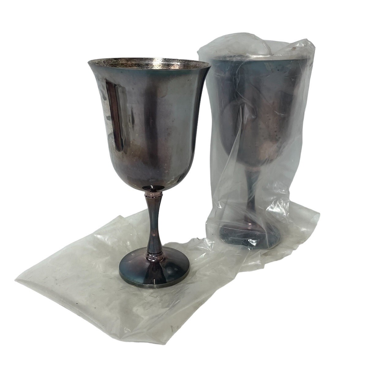 Salem Silverplate Goblets Made In Portugal Vintage Lot Of 2 New Open Pkg