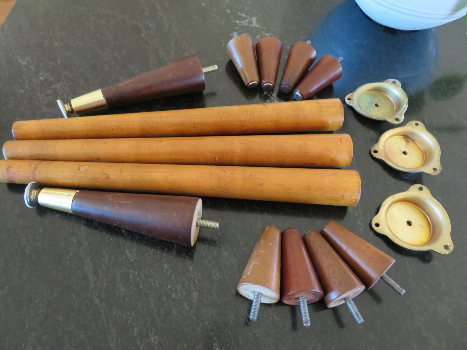 Vintage Mid-Century Modern Tapered Wood Furniture Leg Mixed Parts Lot