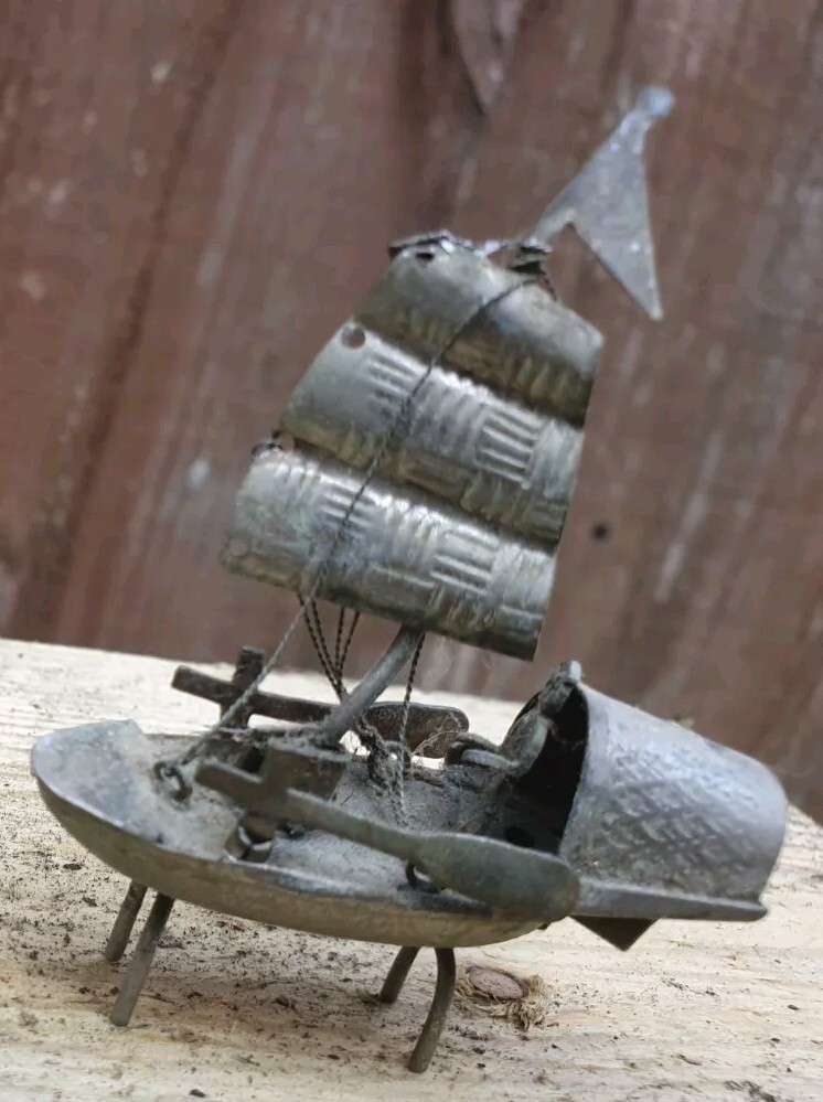 Antique Chinese Export solid Silver Junk Ship / Boat