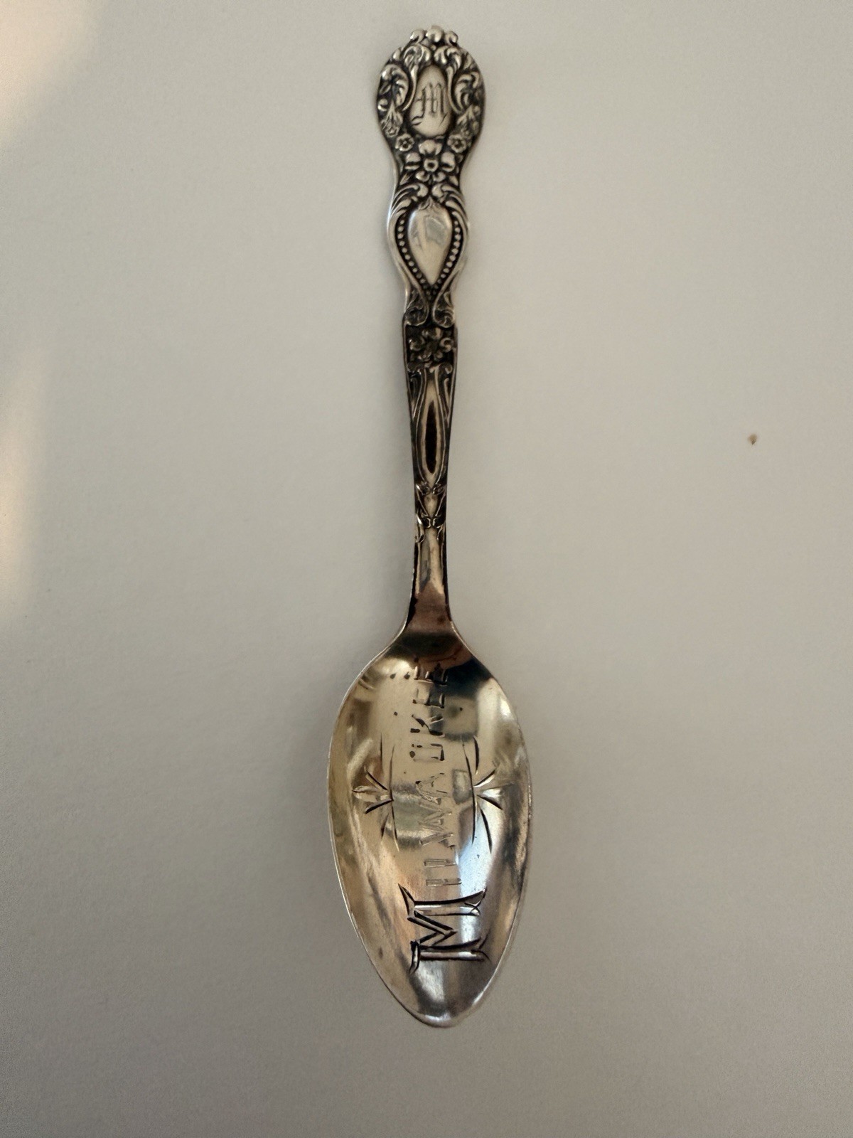 Antique 1890s Joseph Mayer Sterling Silver Milwaukee WI Souvenir Spoon 7.2g
