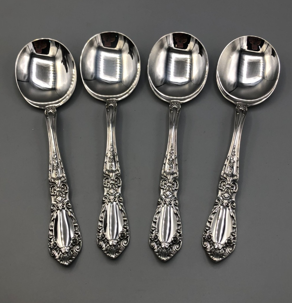 Prince Eugene by Alvin Sterling Silver set of 4 Cream Soup Spoons 6.25″