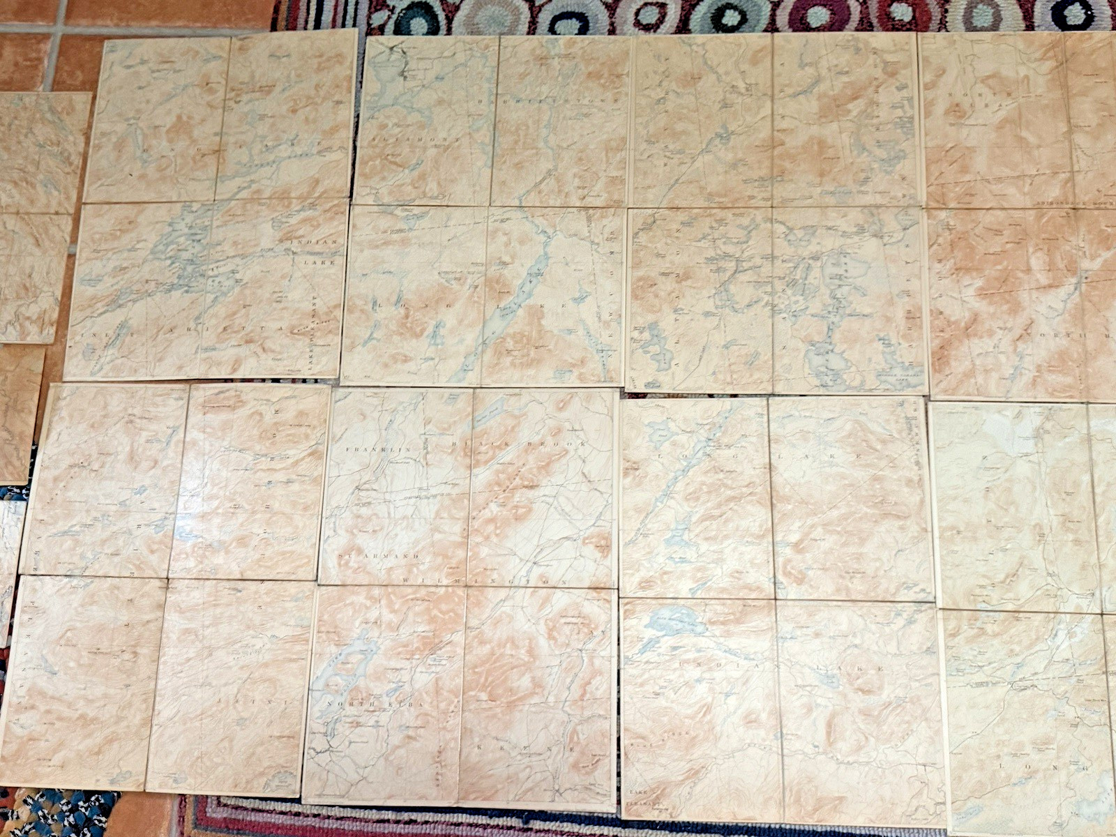 Antique Topographic Map Set Adirondack Mountains NY with Original Leather Case