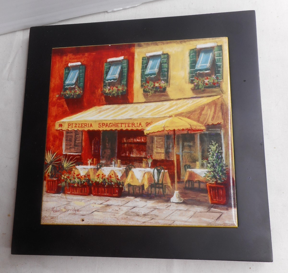 European Trattoria Atmosphere Pizzeria Restaurant Depicting Italia Tile Framed