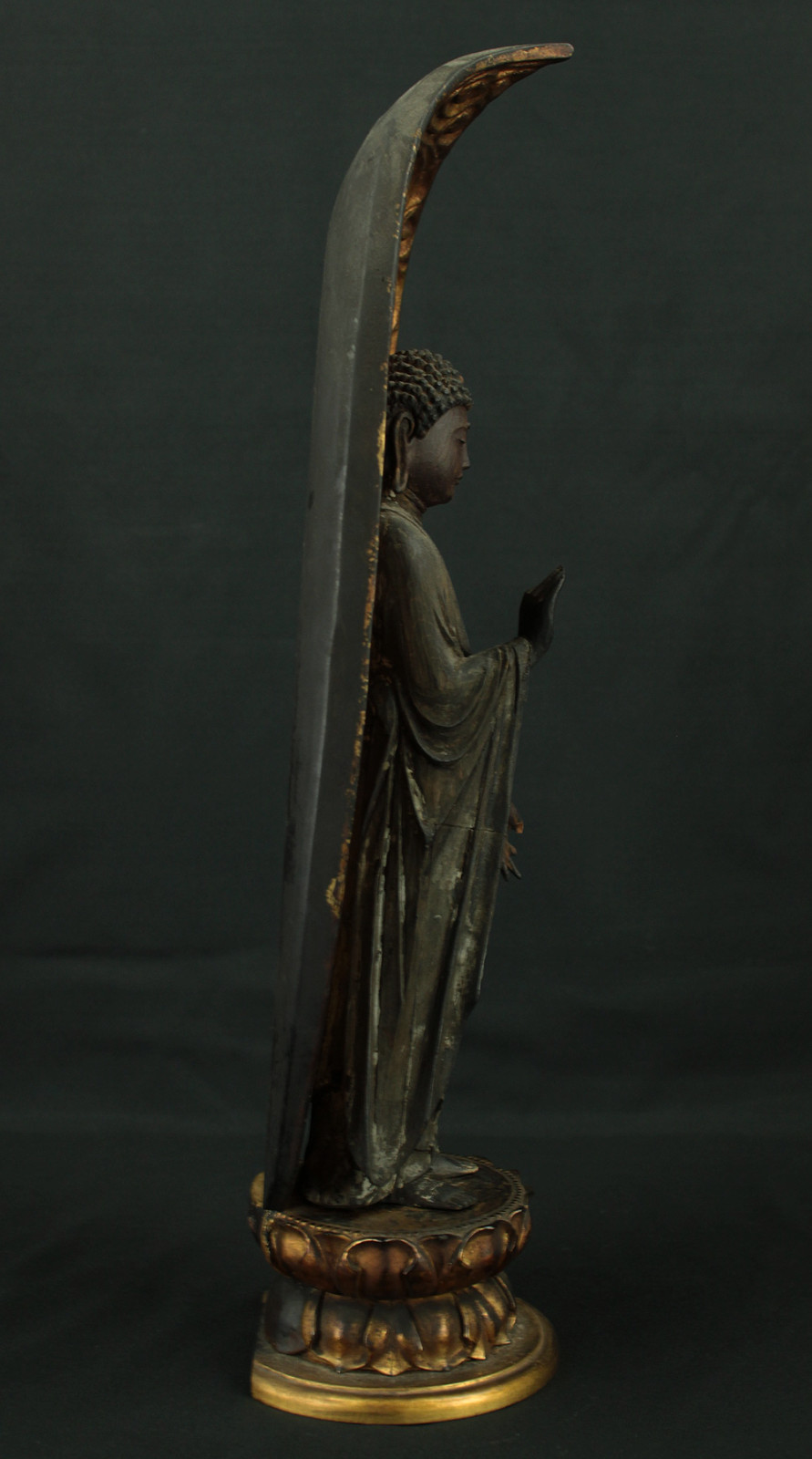 Amida Nyorai 阿弥陀如来 (Amitābha) 45.5cm Buddhism Gilt Lacquer Wooden Statue