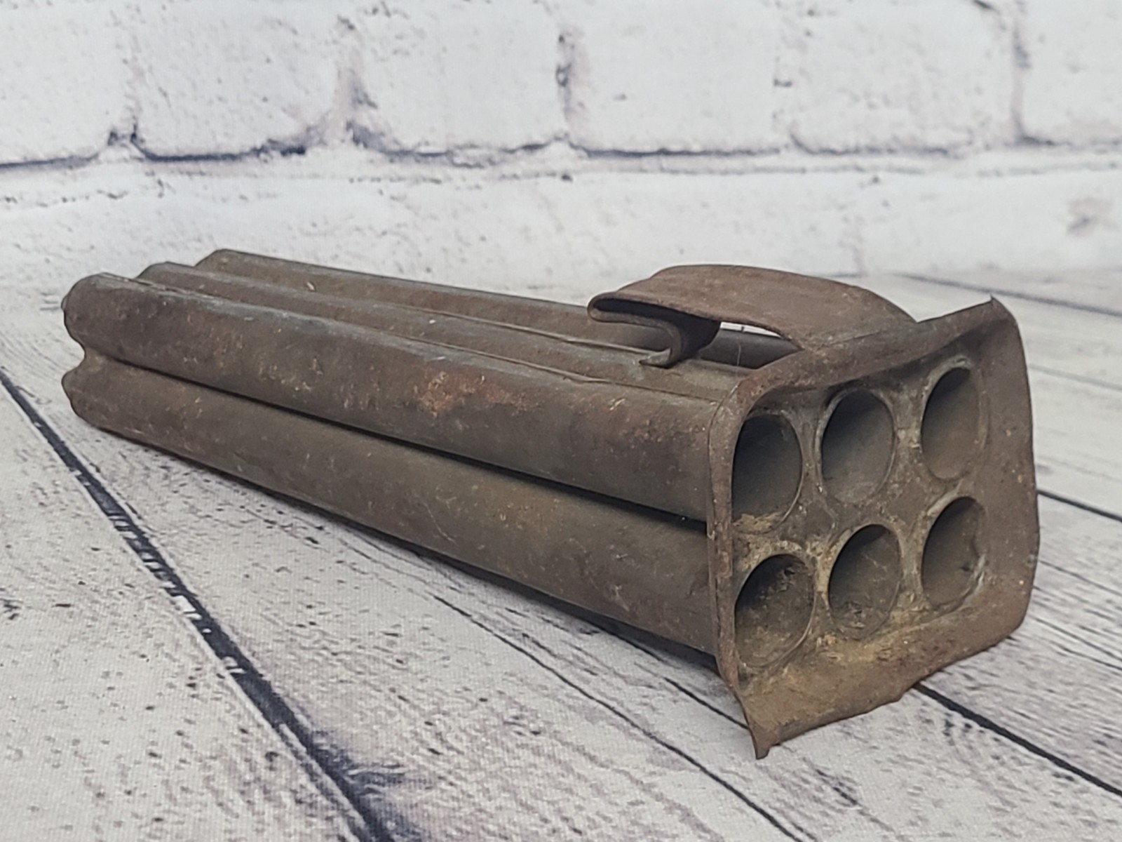 Antique 1800s Tin 6-Candle Taper Stick Maker 10″ Mold Primitive Country Rustic