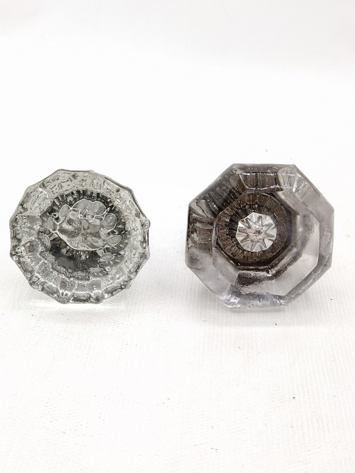 Antique Brass and Clear Glass Door Knobs, Lot of 2