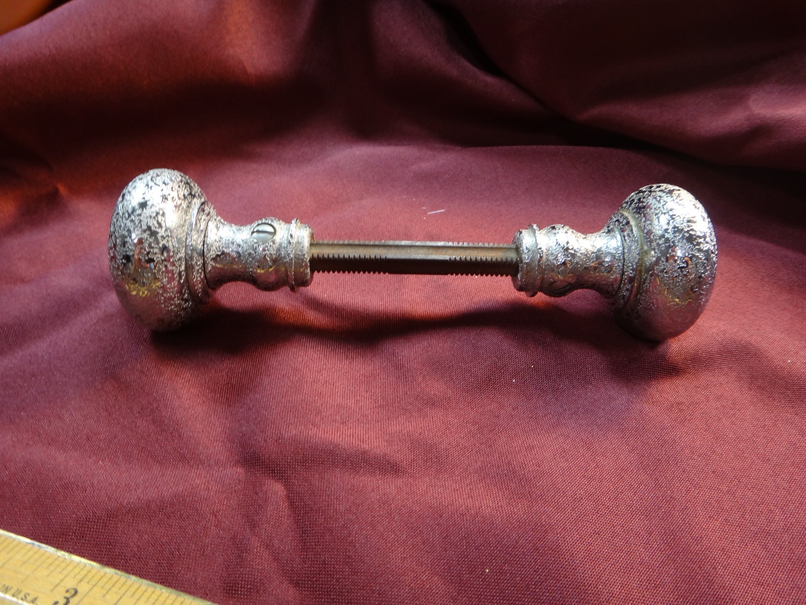 Vintage Unique Hammered Pattern Chrome Doorknob Set – Free S&H USA