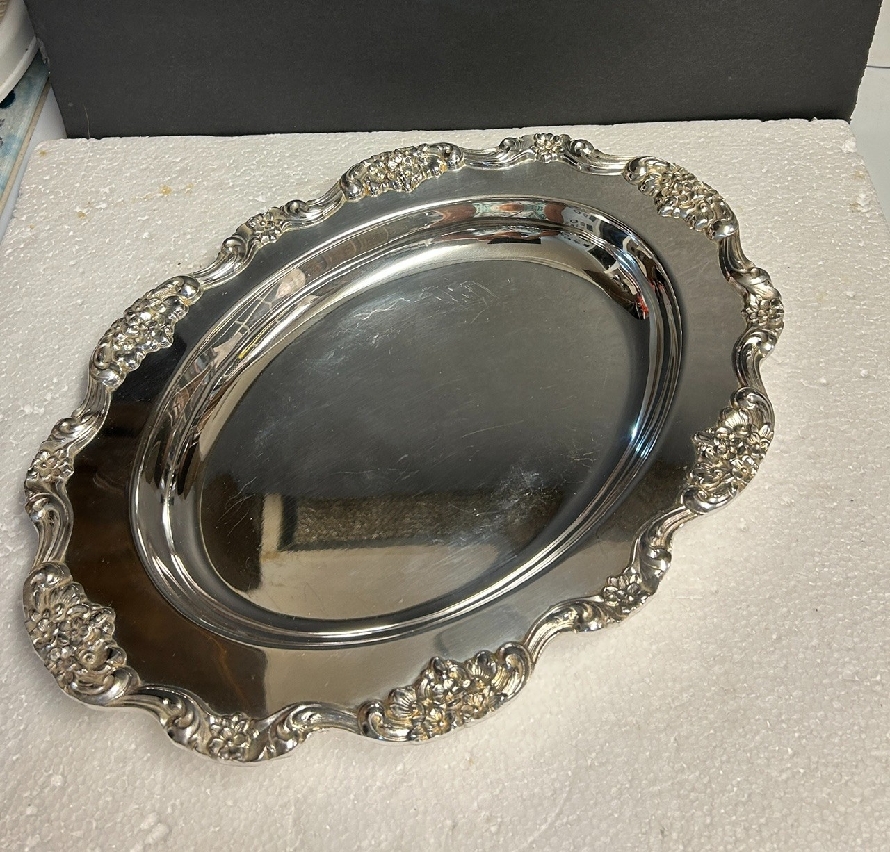 Lancaster Rose Silverplate 13.5″ Oval Serving Platter Deep Tray Dish Poole 439
