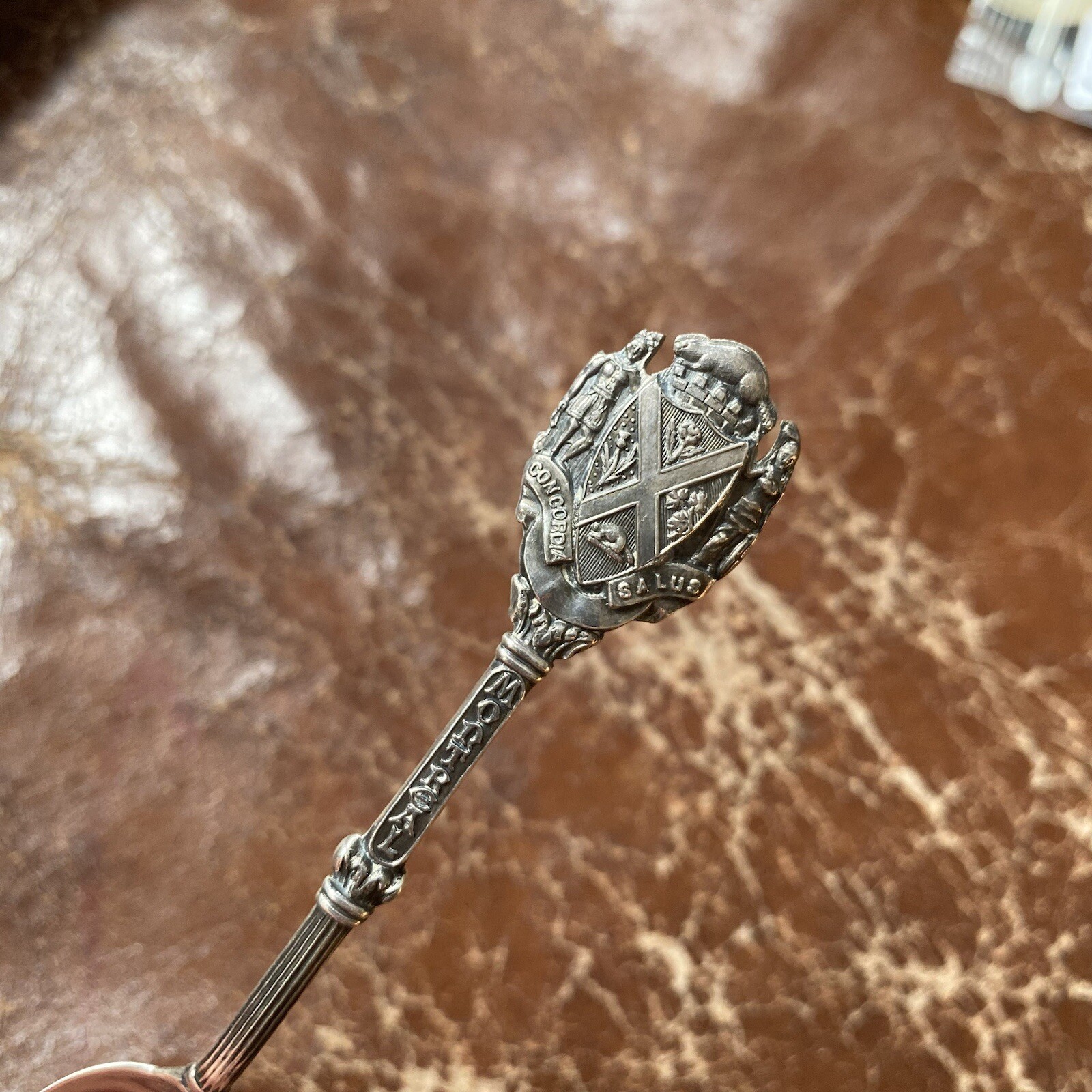 Rare Antique Sterling Silver Spoon Native American Montreal Coat Arms Souvenir